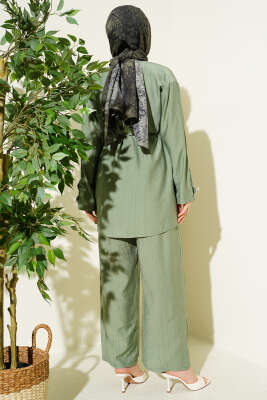 Çıtçıtlı İp Kuşaklı İkili Takım Çağla Yeşili - İkili Takım