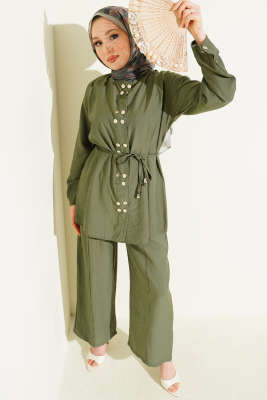 Çıtçıtlı İp Kuşaklı İkili Takım Haki - HBS