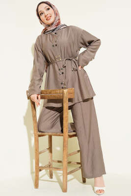 Çıtçıtlı İp Kuşaklı İkili Takım Vizon - HBS