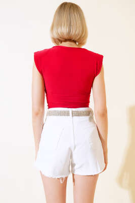 Çıtçıtlı Kolsuz Body Kırmızı - Kadın Giyim Modelleri