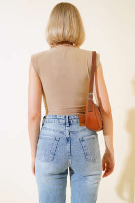 Çıtçıtlı Kolsuz Body Latte - Kadın Giyim Modelleri