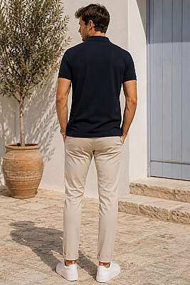 Çıtçıtlı Polo Yaka Erkek T-shirt Lacivert - Erkek T-shirt