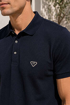 Çıtçıtlı Polo Yaka Erkek T-shirt Lacivert - Erkek T-shirt