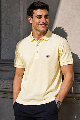 Çıtçıtlı Polo Yaka Erkek T-shirt Sarı 
