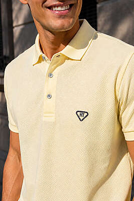 Çıtçıtlı Polo Yaka Erkek T-shirt Sarı - Erkek T-shirt
