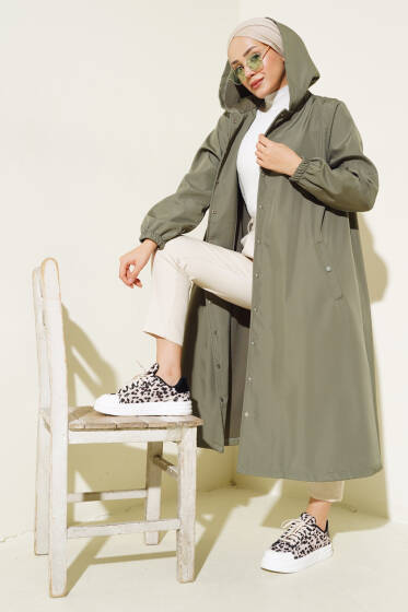 Çıtçıtlı Trençkot Haki - Trençkot