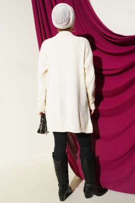 Çizgi Baklava Desen Triko Tunik Bej - Günün Seçilenleri