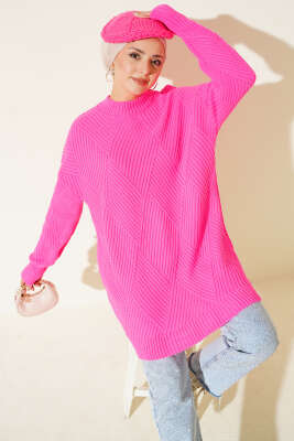 Çizgi Baklava Desen Triko Tunik Fuji - RAFİMİX