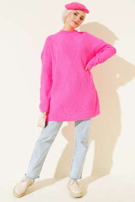 Çizgi Baklava Desen Triko Tunik Fuji - Tunik