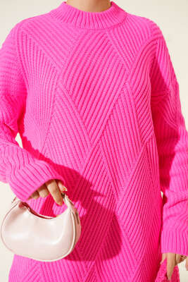 Çizgi Baklava Desen Triko Tunik Fuji - Tunik