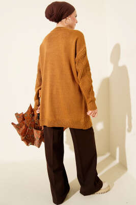 Çizgi Baklava Desen Triko Tunik Hardal - Günün Seçilenleri