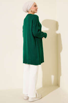 Çizgi Baklava Desen Triko Tunik Yeşil - Günün Seçilenleri