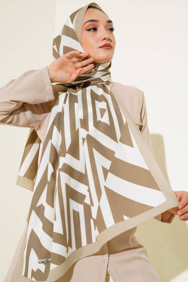 Çizgi Desen Medine Şal Vizon - Başörtüsü