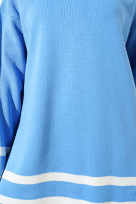 Çizgi Detaylı Basic Triko İkili Takım İndigo - İkili Takım