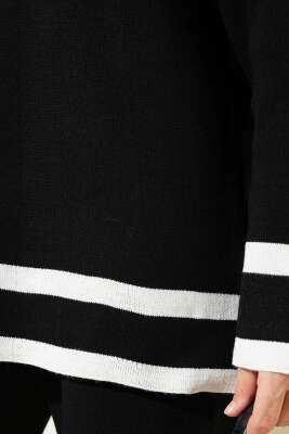 Çizgi Detaylı Basic Triko İkili Takım Siyah - İkili Takım