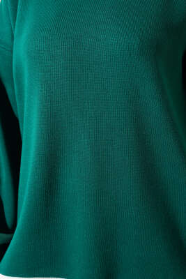 Çizgi Detaylı Basic Triko İkili Takım Zümrüt - İkili Takım