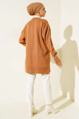 Çizgi Detaylı Basic Triko Tunik Latte - Triko Tunik