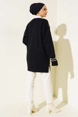 Çizgi Detaylı Basic Triko Tunik Siyah - Triko Tunik