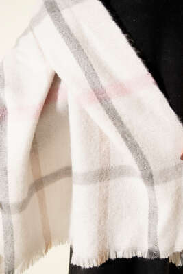 Çizgi Detaylı Omuz Şalı Gri - Omuz Şalı