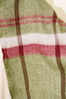 Çizgi Detaylı Omuz Şalı Haki - Omuz Şalı