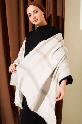 Çizgi Detaylı Omuz Şalı Latte - DESREE KEMER