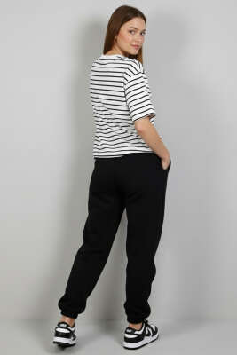 Çizgi detaylı Oversize T-shirt Lacivert - Kadın Giyim Modelleri