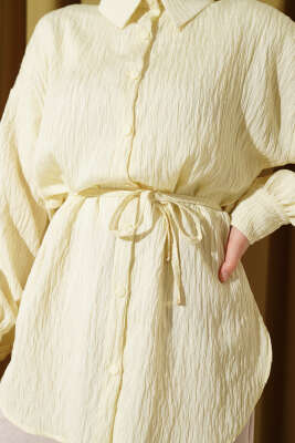 Çizgi Dikişli Pul Detaylı Gömlek Sarı - Gömlek