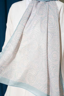 Çizgi Gül Desen Soft Şal Su Yeşili - Başörtüsü