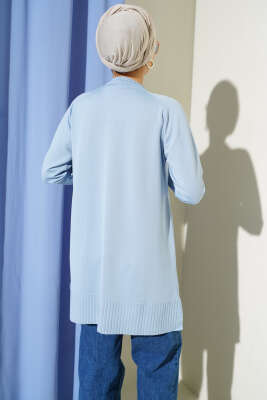 Çizgi Kabartmalı Merserize Triko Tunik Bebe Mavi - Tunik