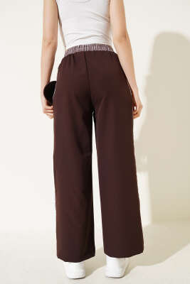 Çizgi Şerit Granili Pantolon Kahve - Kadın Giyim Modelleri