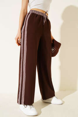 Çizgi Şerit Granili Pantolon Kahve - LEVURE