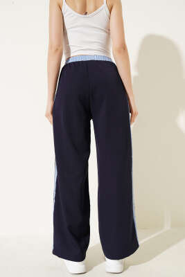 Çizgi Şerit Granili Pantolon Lacivert - Kadın Giyim Modelleri