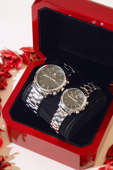 Çizgi Sevgili Çift Kol Saati Silver - Saat