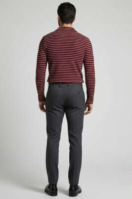 Çizgili Baskılı Erkek Triko Kazak Bordo - Erkek Kazak