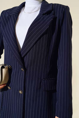 Çizgili Blazer Ceket Lacivert - 500-700 TL Ürünler