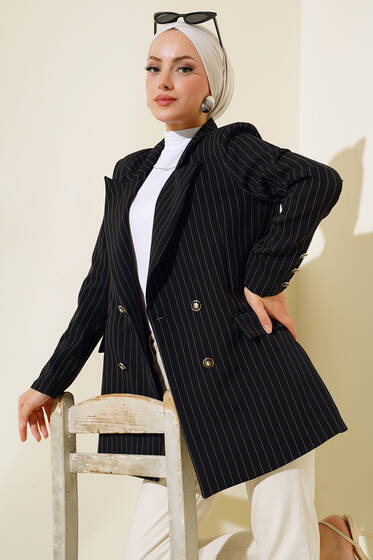 Çizgili Blazer Ceket Siyah - 500-700 TL Ürünler