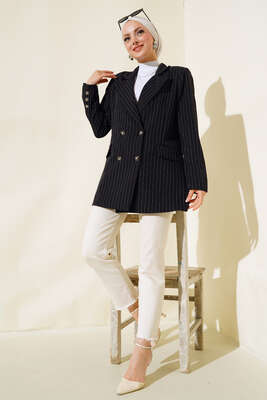 Çizgili Blazer Ceket Siyah - 500-700 TL Ürünler