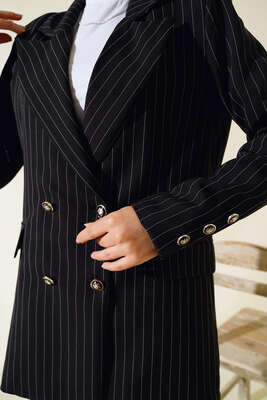 Çizgili Blazer Ceket Siyah - 500-700 TL Ürünler
