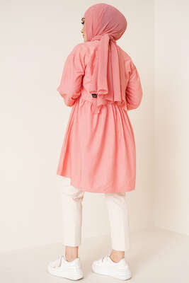 Çizgili Çift Cepli Gofre Gömlek Alizarin - Gömlek