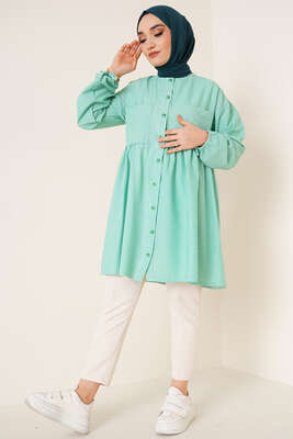 Çizgili Çift Cepli Gofre Gömlek Yeşil - Gömlek