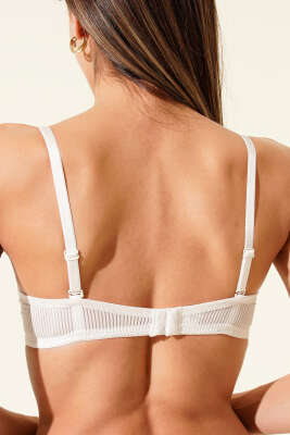 Çizgili Destekli Sütyen Ekru - Destekli / Push Up Sütyen