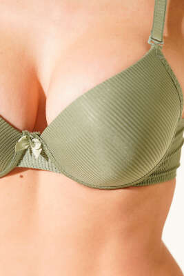 Çizgili Destekli Sütyen Haki - Destekli / Push Up Sütyen