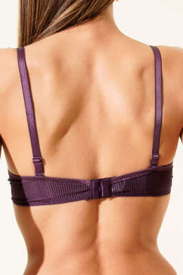 Çizgili Destekli Sütyen Mor - Destekli / Push Up Sütyen