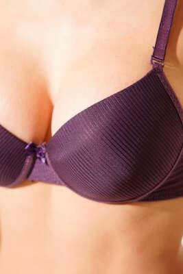 Çizgili Destekli Sütyen Mor - Destekli / Push Up Sütyen