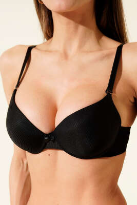 Çizgili Destekli Sütyen Siyah - Destekli / Push Up Sütyen