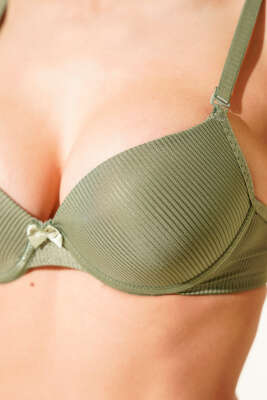 Çizgili Desteksiz Sütyen Haki - Desteksiz Sütyen