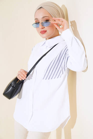 Çizgili Garnili Gömlek Siyah - Gömlek