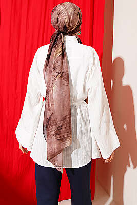 Çizgili Geniş Kollu Gömlek Ekru - Gömlek