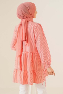 Çizgili Gofre Tunik Kiremit - Tunik
