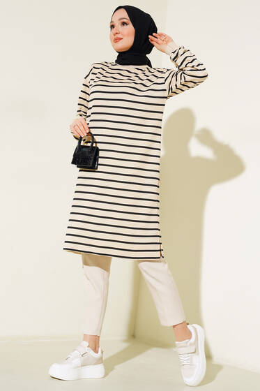 Çizgili Tunik Siyah - Yılın Fırsatı